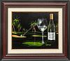 MICHAEL GODARD (AMERICAN B. 1958) MIXED MEDIA PAINTING WITH ACRYLIC ON CANVAS, 2015, H 16", W 20", "CRUSHED GRAPE GOLF WHITE WINE" 