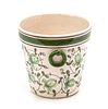 PORTUGAL HAND PAINTED POTTERY JARDINIÈRE H 6.5" W 6.5" GREEN FLOWERS 