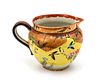 JAPANESE HAND PAINTED PORCELAIN PITCHER, C. 1900 H 7" W 10" 