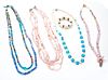 PINK 3 STRAND CRYSTAL NECKLACE & 3 OTHERS L 28",28", 26", 30" 