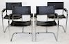 4 leather and chrome armchairs After Mart Stam S34