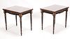 KARGES EBONY AND WALNUT LAMP TABLES PAIR H 24" W 18" L 25" 
