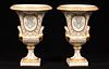 FRENCH EMPIRE STYLE PORCELAIN URNS, C. 1900, PAIR, H 9.25", DIA 6.5" 
