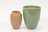 ROOKWOOD  POTTERY VASES, TWO H 7", 5.5" ART DECO 