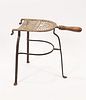 ENGLISH IRON, BRASS AND WOOD FIREPLACE TRIVET 19TH.C. H 12" L 14" 