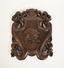 ASIAN CARVED WALNUT PLAQUE H 14" W 11" 