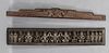 INDIAN PAINTED CARVED WOOD ARCHITECTURAL MOUNTS, 2 PCS, H 6"-10.5", L 48"