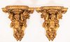 GILT WOOD AND GESSO WALL DISPLAY SHELVES PAIR, H 12", W 12"