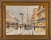 IN THE STYLE OF ANTOINE BLANCHARD (FRENCH, 1910–1988) OIL ON CANVAS, H 29.5" W 39.5" (IMAGE) GRANDS BOULEVARD ET PORTE ST. DENIS SOUS LA NEIGE