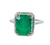5.19CT NATURAL EMERALD, DIAMOND & 14KT WHITE GOLD RING, T.W. 4.46 GR, SIZE: 6.75 
