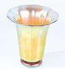 STEUBEN GOLD AURENE ART GLASS VASE, EARLY 20TH C., H 5.5", DIA 5.25" 