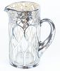 STERLING SILVER OVERLAY GLASS PITCHER, C 1930, H 7.25" L 6.5" 