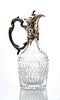 EUROPEAN  CRYSTAL AND STERLING SILVER WINE EWER C. 1950 H 11.25" 