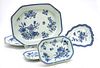 CHINESE BLUE AND WHITE PORCELAIN PLATTERS, FIVE PIECES, W 13.5" L 17" (LARGEST) 
