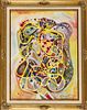 JACK FAXON (AMERICAN, 1936-2020), WATERCOLOR AND GOUACHE,  1969, H 24", W 17", YELLOW OVERLAY WITH BRIGHT MULTICOLOR 