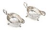 MICHAEL BYRNE, DUBLIN, STERLING SILVER SAUCE BOATS 1787, PAIR L 7" 
