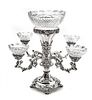 SHEFFIELD PLATE AND CRYSTAL ENGLISH EPERGNE, C 1850 H 18" DIA 25" 