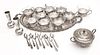 PERSIAN SILVER LINED TEACUP SERVICE, 13 PCS