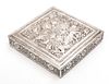 PERSIAN REPOUSSE SILVER HINGED BOX, H 1.5", W 6.5"