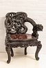 JAPANESE MEIJI PERIOD CARVED ROSEWOOD ARMCHAIR, C. 1900, H 34", W 27"