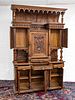 BELGIAN CARVED WALNUT BREAKFRONT WITH BRONZE PULLS, C.1890-1915 H 104", L 67"