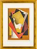JACQUES VILLON (FRENCH, 1875-1963) MEZZOTINT WITH COLORS ON PAPER, H 19", W 13", UNTITLED ABSTRACT 