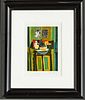 MARCEL MOULY (FRENCH, 1918–2008) LITHOGRAPH IN COLORS ON WOVE PAPER, H 10.25" W 7" BLUE BOTTLE 