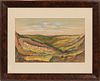 EDWARD BOREIN, WATERCOLOR H 12" W 18" ADOBES IN WESTERN PLAINS 