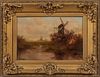 SIGNED RUTERDAHL,  OIL ON CANVAS, C 1890 H 12", W 17" IMAGE DUTCH CANALSCAPE