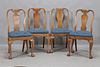 DINING CHAIRS  CHIPPENDALE STYLE BURL WALNUT  SET OF FOUR 