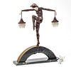 AFTER ANDRE BOURAINE, BRONZE HARLEQUIN LAMP H 23" W 18" 