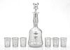 STERLING SILVER OVERLAY ON CRYSTAL DECANTER AND SIX SHOT GLASSES H       " 