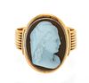 CAMEO AND 14 KT GOLD RING C 1880, SIZE 3 1/2 