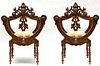 RENAISSANCE REVIVAL CARVED WALNUT UPHOLSTERED ARMCHAIRS, 19TH C, PAIR, H 43", W 30" 