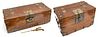 CHINESE WOOD AND METAL CHESTS, 2 L 17", 22" 