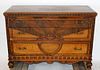 American mahogany chest of drawers with sunburst