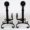 Pair of iron andirons with balls