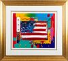 Peter Max,  Mixed Media, God Bless America, H 19'' W 24''