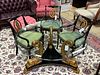 French Empire Style Gilt Carved Wood Glass Top Table And Three Chairs H 29'' Dia. 53.5''
