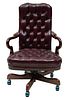 Tufted Leather Swivel Desk Chair H 46'' W 26'' Depth 28''