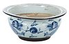 Chinese Blue & White Export Porcelain Bowl, Iron Glaze,  19th C, H 4.5'' Dia. 10''