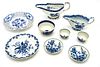 Continental Blue And White Porcelain Grouping, 18/19th C, H 4.5'' W 4'' L 9.25'' 7 pcs