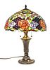 Tiffany Style  Stained Glass Table Lamp,  Later 20th C., H 22'' Dia. 16''