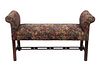 Ethan Allen Carved Mahogany Bench, H 27'' W 51'' L 17.5''