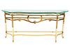 Brass And Glass Console Table, H 31.25'' L 68'' Depth 15.75''