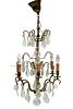 Brass And Crystal Six Light Chandelier H 20'' Dia. 15''