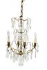 Brass And Crystal Four Light Chandelier H 20'' Dia. 12''