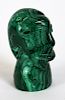 Carved malachite African bust
