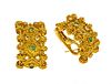 18k Gold, Diamond And Emerald Earrings