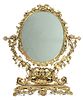 French Brass Art Nouveau Vanity Mirror C. 1930, H 19'' W 17''
